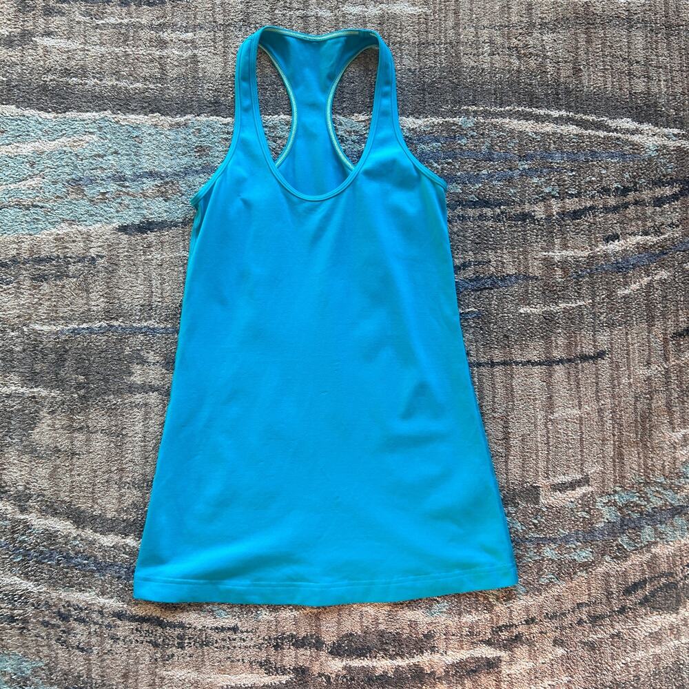 Women's Lululemon Athletica Teal Green Stretch Tank Top Running Yoga Shirt Sz 8